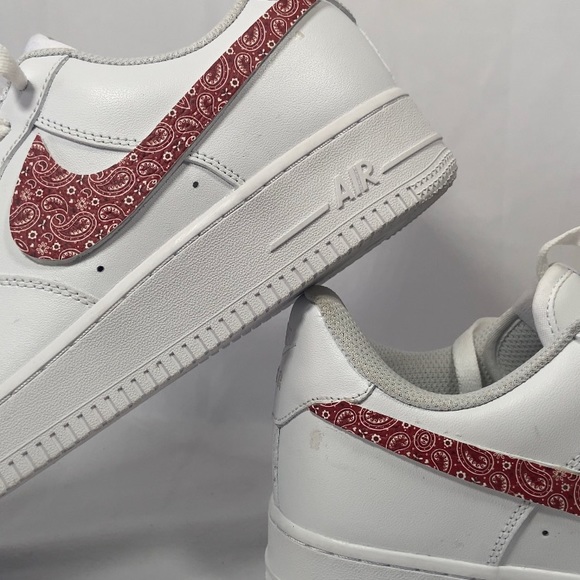 Custom red bandana af1 motif design Air Force 1 personalized bandana shoe patch - Picture 10 of 11